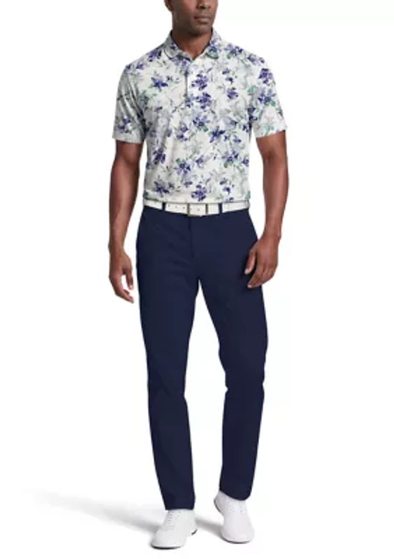 Men's All Over Tie Dye Floral Print Short Sleeve Golf Polo Shirt