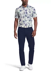 Men's All Over Tie Dye Floral Print Short Sleeve Golf Polo Shirt