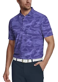 Men's All Over Textured Camo Print Short Sleeve Golf Polo Shirt