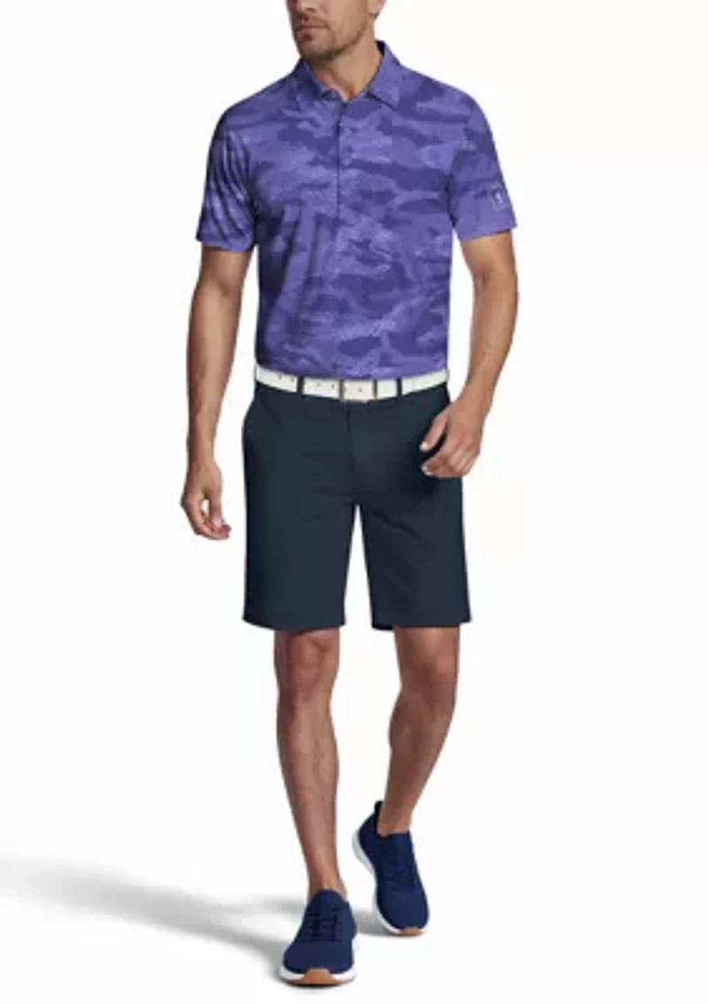 Men's All Over Textured Camo Print Short Sleeve Golf Polo Shirt