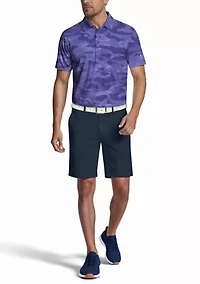 Men's All Over Textured Camo Print Short Sleeve Golf Polo Shirt