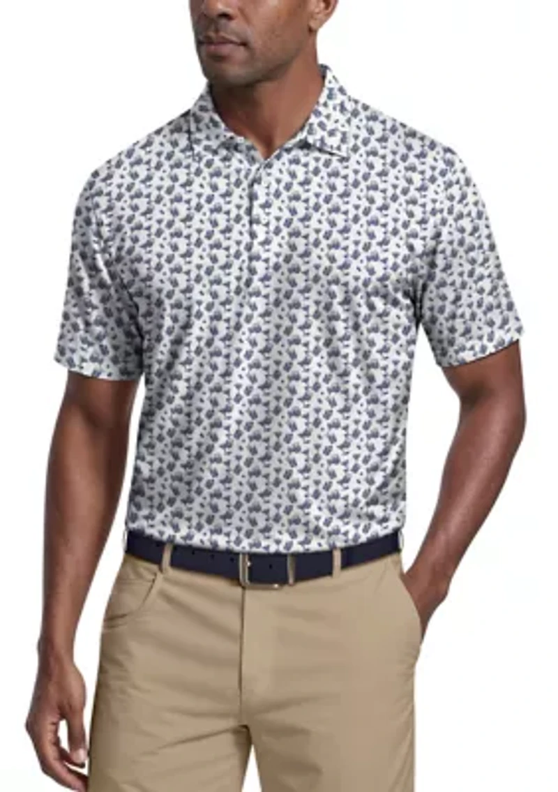Men's All Over Ombre Cocktail Print Short Sleeve Golf Polo Shirt