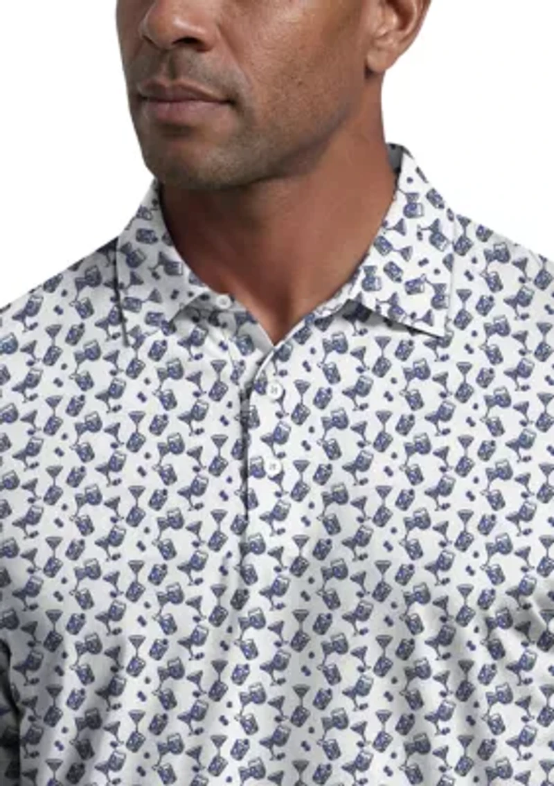 Men's All Over Ombre Cocktail Print Short Sleeve Golf Polo Shirt