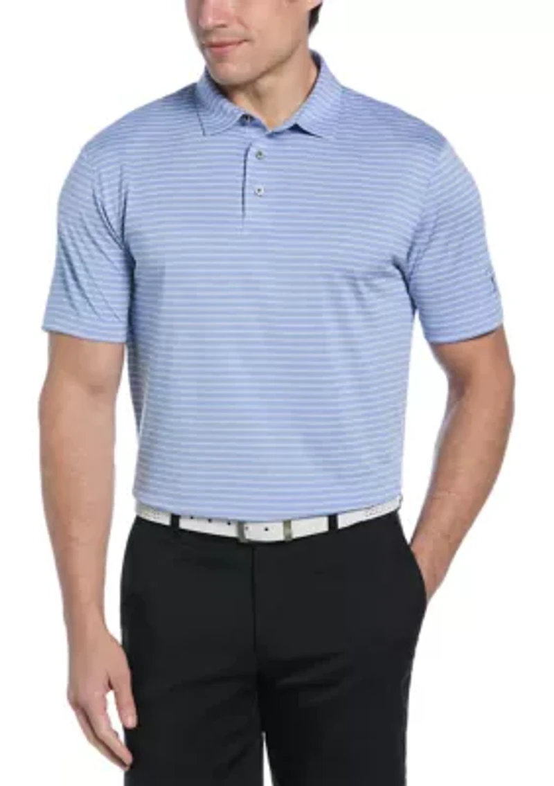 Heather Feeder Stripe Short Sleeve Golf Polo Shirt