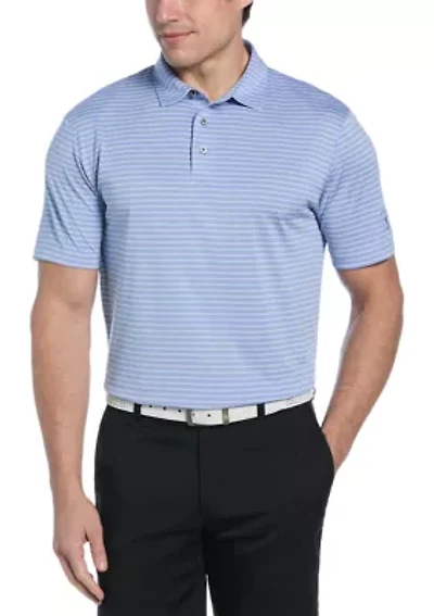 Heather Feeder Stripe Short Sleeve Golf Polo Shirt