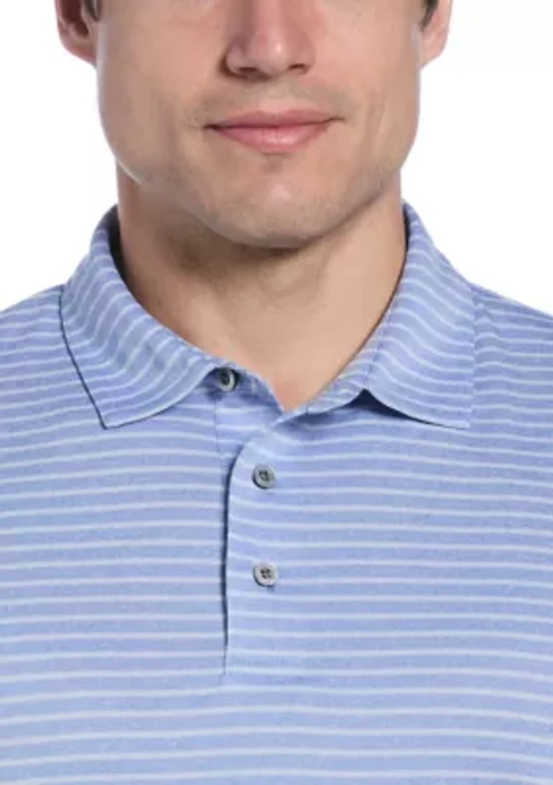Heather Feeder Stripe Short Sleeve Golf Polo Shirt