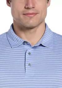 Heather Feeder Stripe Short Sleeve Golf Polo Shirt