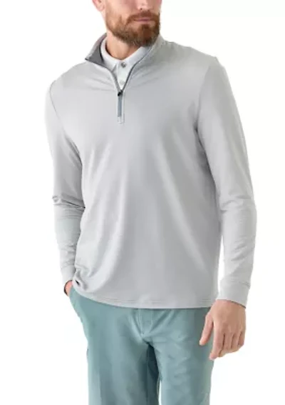 Long Sleeve Feeder Stripe Mock Neck Golf Shirt