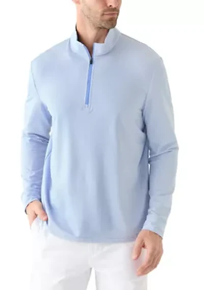 Long Sleeve Feeder Stripe Mock Neck Golf Shirt
