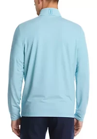 Long Sleeve Feeder Stripe Mock Neck Golf Shirt