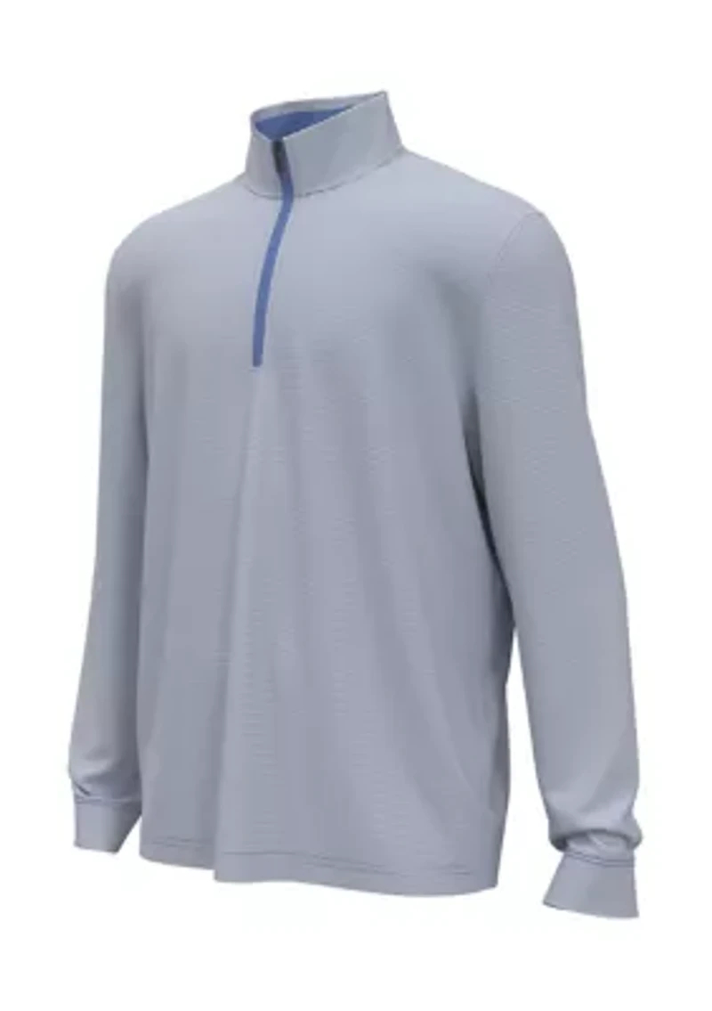 Long Sleeve Feeder Stripe Mock Neck Golf Shirt