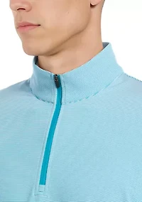 Long Sleeve Feeder Stripe Mock Neck Golf Shirt