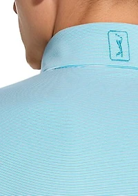 Long Sleeve Feeder Stripe Mock Neck Golf Shirt