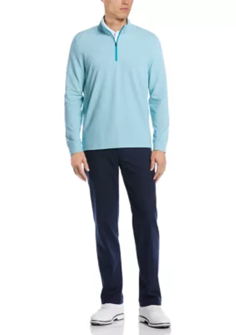 Long Sleeve Feeder Stripe Mock Neck Golf Shirt