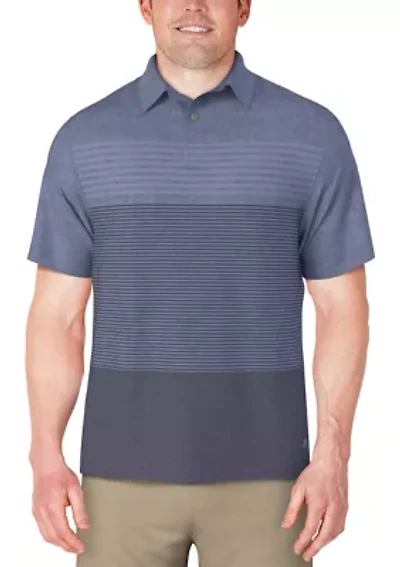 Men's Distressed Stripe Print Short Sleeve Golf Polo Shirt