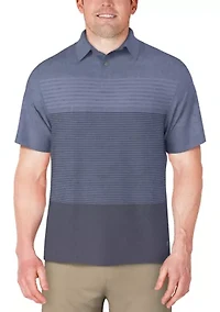 Men's Distressed Stripe Print Short Sleeve Golf Polo Shirt
