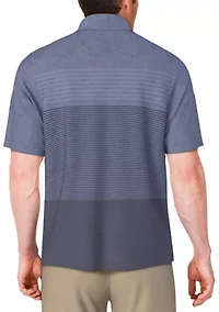 Men's Distressed Stripe Print Short Sleeve Golf Polo Shirt