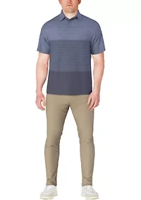 Men's Distressed Stripe Print Short Sleeve Golf Polo Shirt