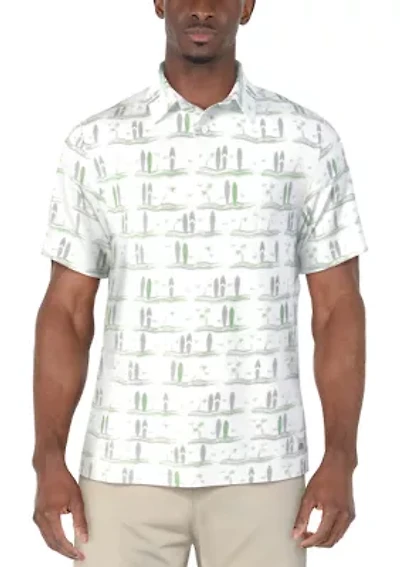 Men's Surfboard Print Short Sleeve Golf Polo Shirt
