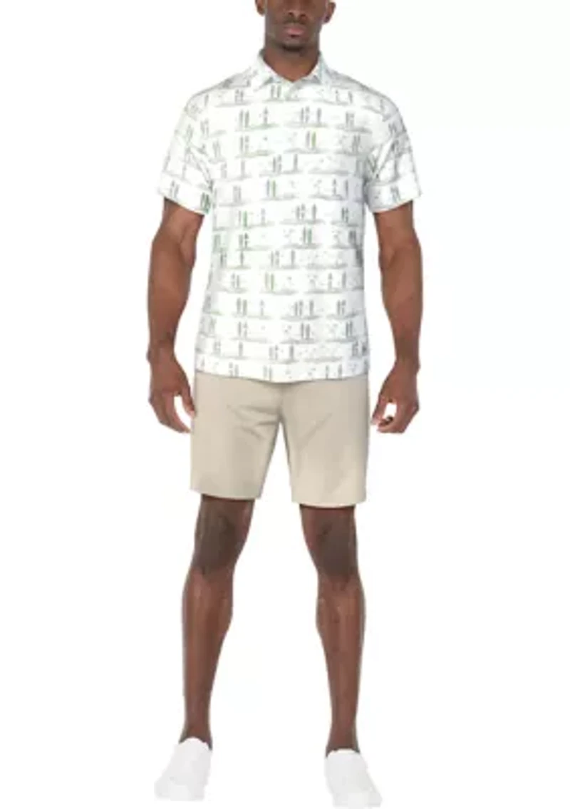 Men's Surfboard Print Short Sleeve Golf Polo Shirt