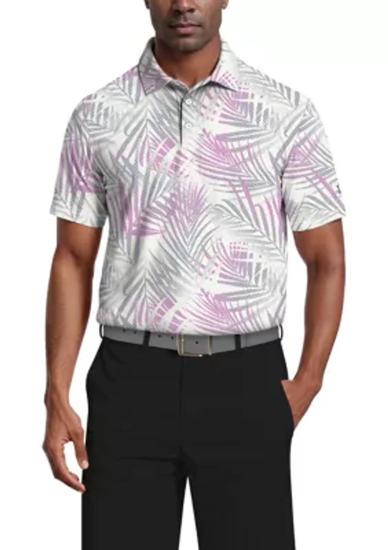 Men's Short Sleeve Ombre Tropical Printed Polo Shirt