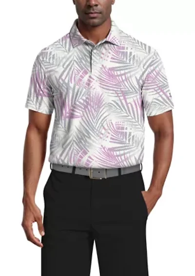 Men's Short Sleeve Ombre Tropical Printed Polo Shirt