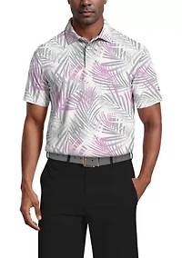 Men's Short Sleeve Ombre Tropical Printed Polo Shirt