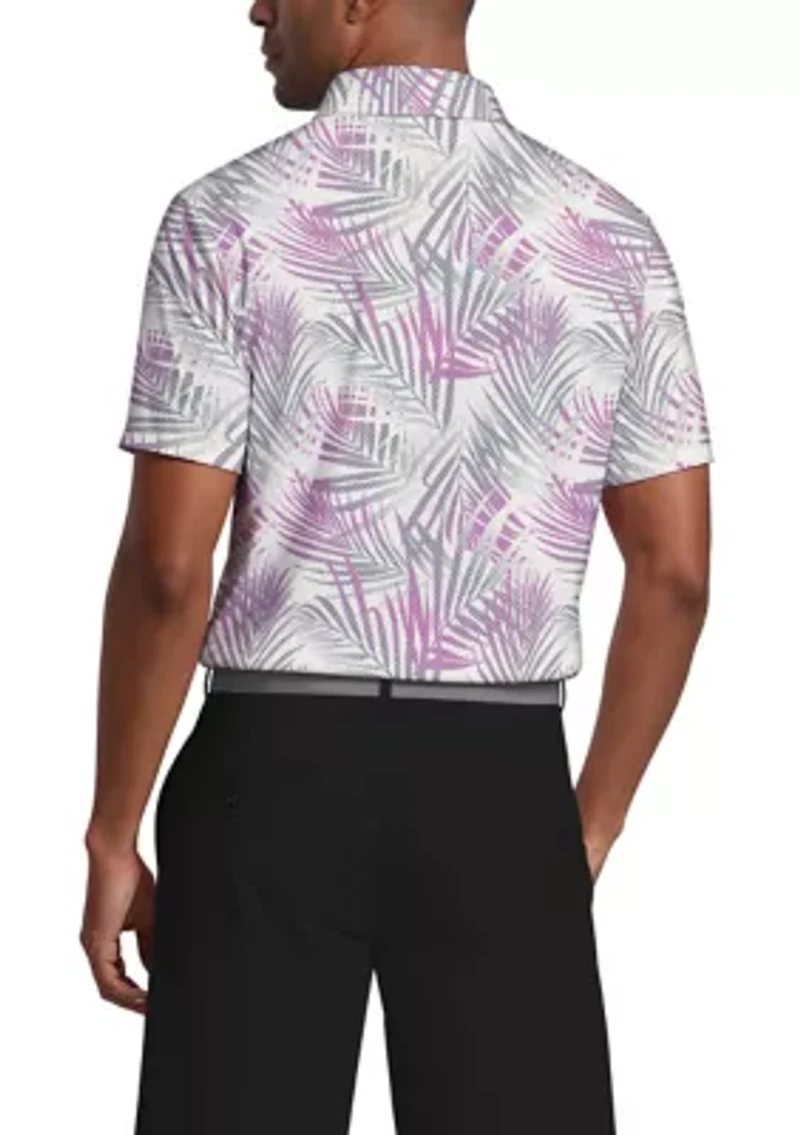 Men's Short Sleeve Ombre Tropical Printed Polo Shirt