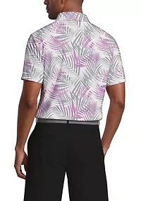 Men's Short Sleeve Ombre Tropical Printed Polo Shirt
