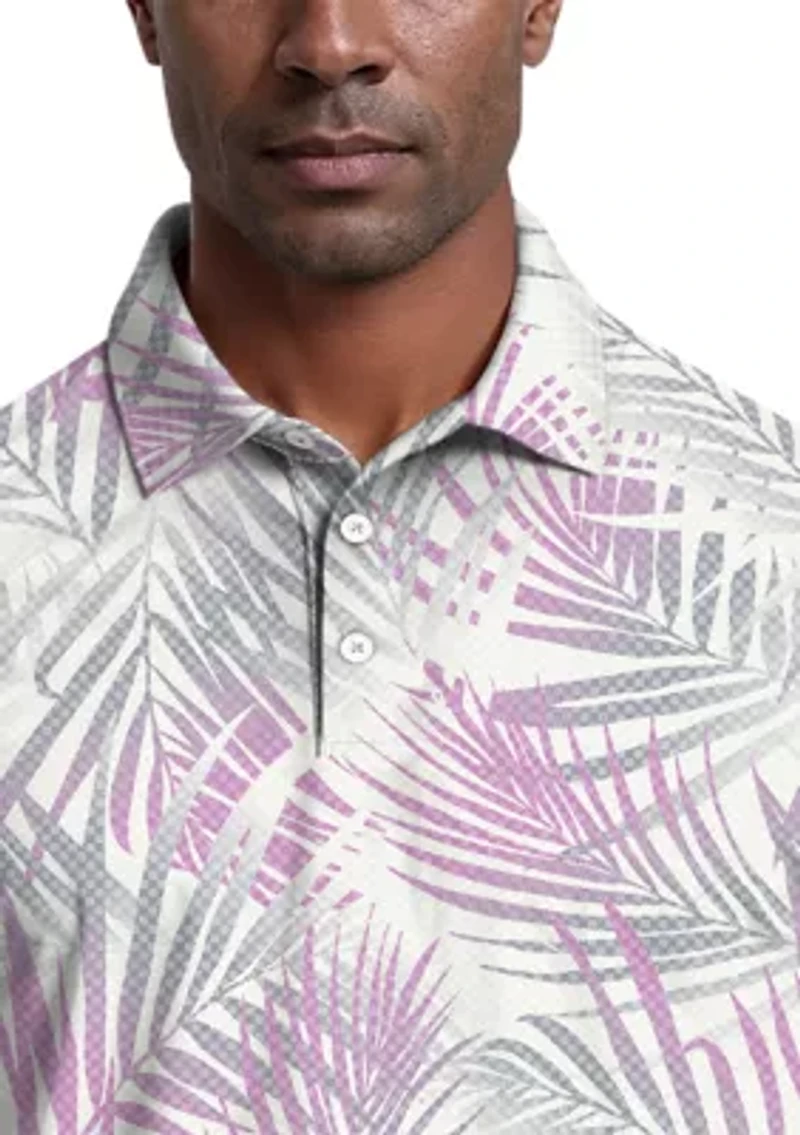 Men's Short Sleeve Ombre Tropical Printed Polo Shirt