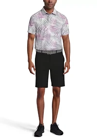Men's Short Sleeve Ombre Tropical Printed Polo Shirt