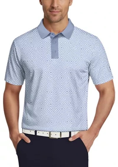 Men's Linear Jaspe Printed Polo Shirt