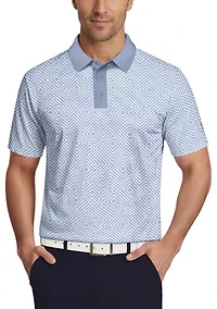 Men's Linear Jaspe Printed Polo Shirt