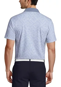Men's Linear Jaspe Printed Polo Shirt