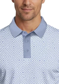 Men's Linear Jaspe Printed Polo Shirt