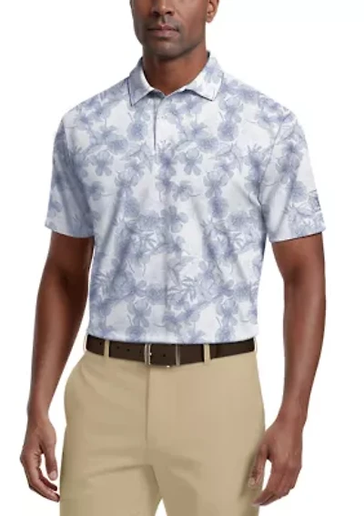 Men's Linear Botanical Printed Polo Shirt