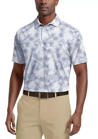 Men's Linear Botanical Printed Polo Shirt