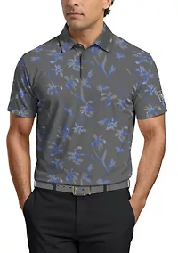 Men's Energized Floral Print Short Sleeve Golf Polo Shirt