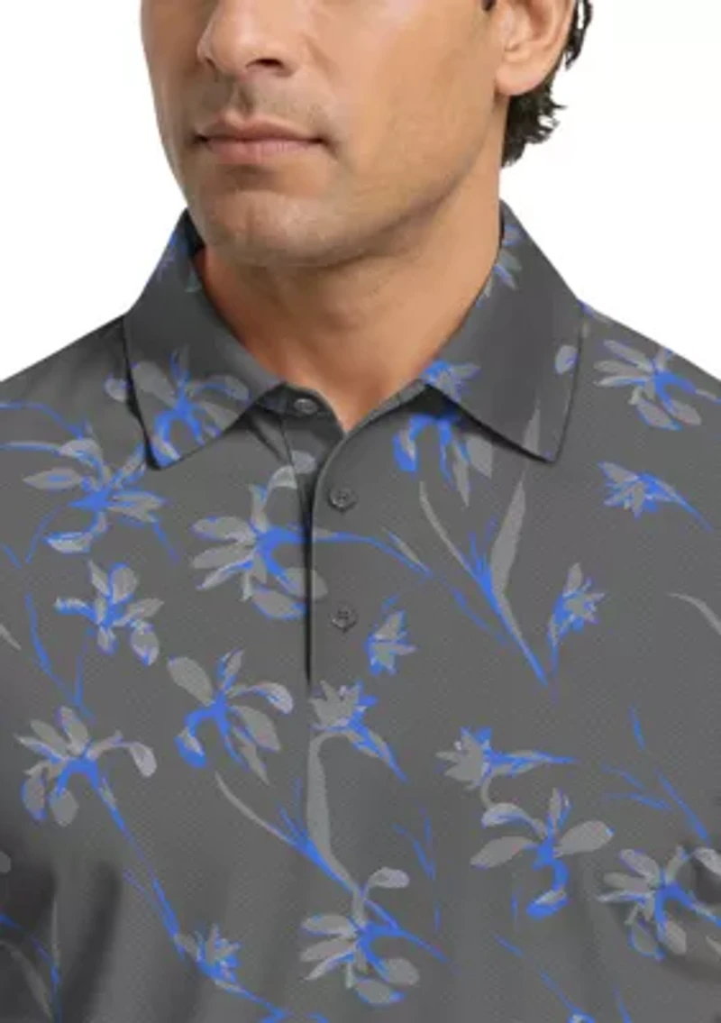 Men's Energized Floral Print Short Sleeve Golf Polo Shirt