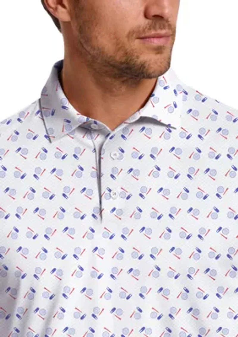 Men's Golf Gear Novelty Print Short Sleeve Polo Shirt