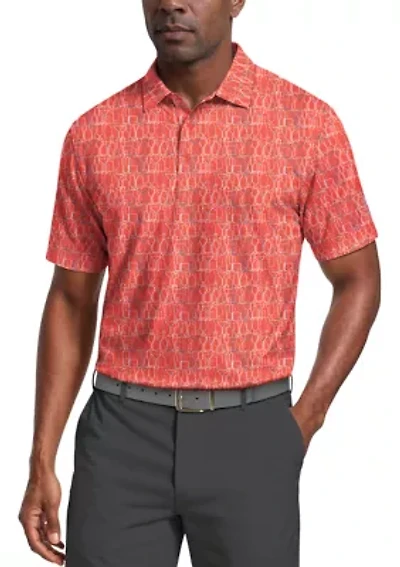Men's Linear Cocktail Print Short Sleeve Golf Polo Shirt