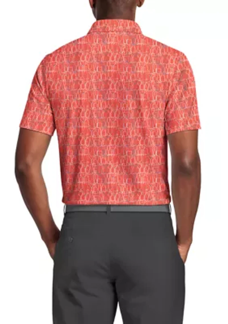 Men's Linear Cocktail Print Short Sleeve Golf Polo Shirt