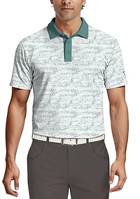 Men's Short Sleeve Micro Confetti Camo Blocked Polo Shirt