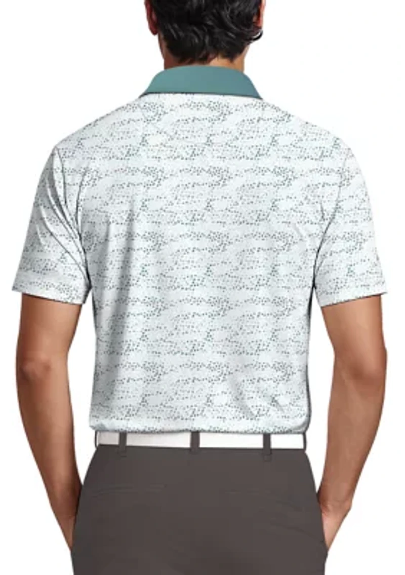 Men's Short Sleeve Micro Confetti Camo Blocked Polo Shirt