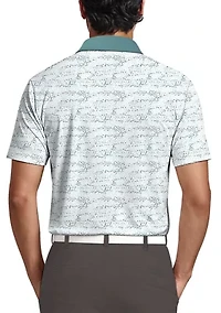 Men's Short Sleeve Micro Confetti Camo Blocked Polo Shirt