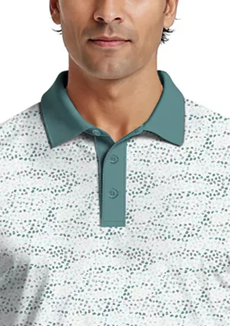 Men's Short Sleeve Micro Confetti Camo Blocked Polo Shirt