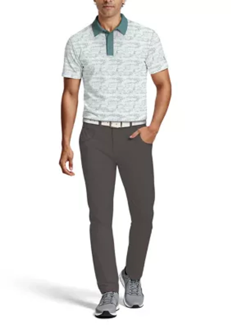 Men's Short Sleeve Micro Confetti Camo Blocked Polo Shirt