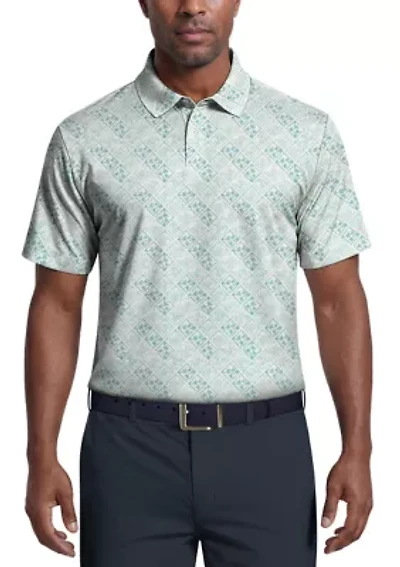 Men's Tropical Argyle Print Short Sleeve Golf Polo Shirt