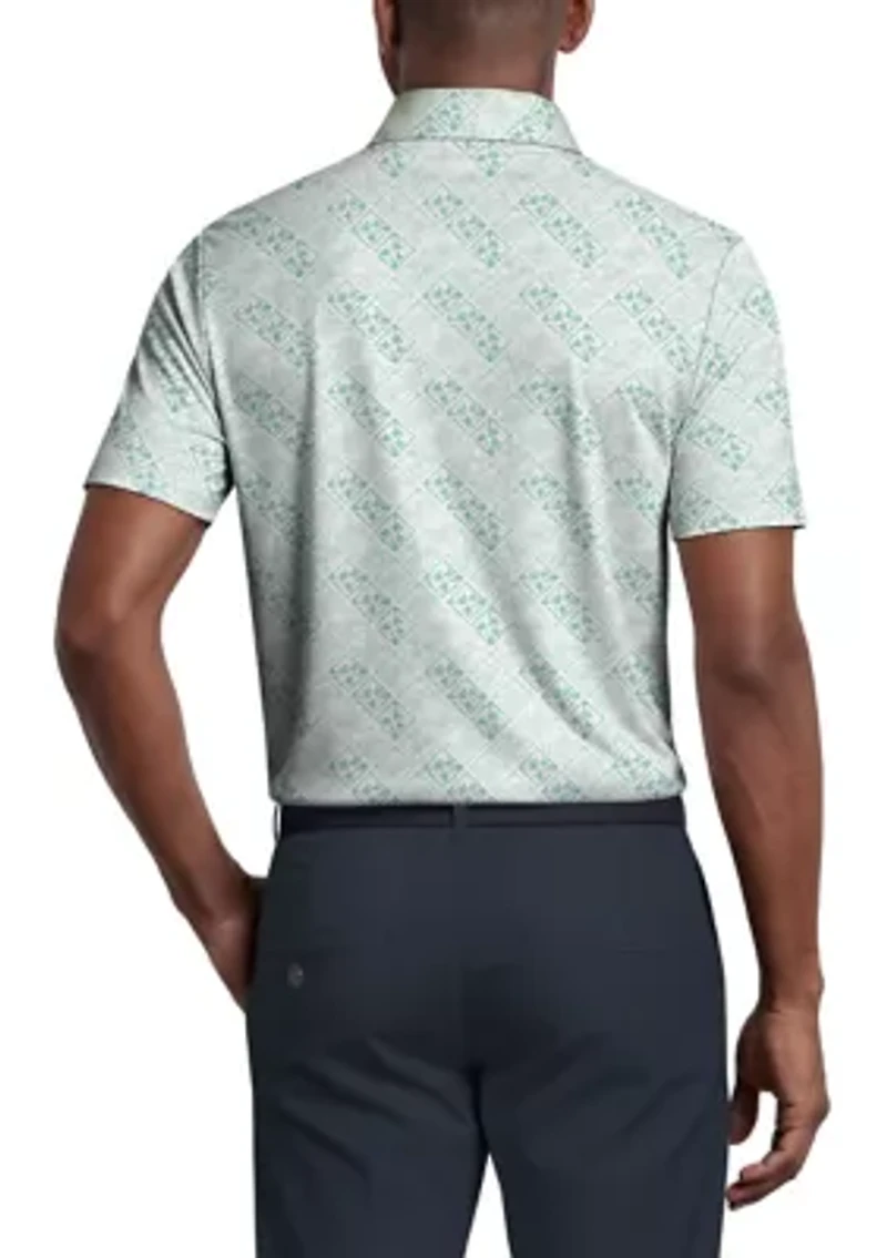 Men's Tropical Argyle Print Short Sleeve Golf Polo Shirt