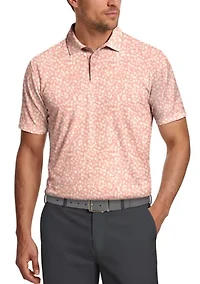 Men's All Over Abstract Floral Short Sleeve Golf Polo Shirt